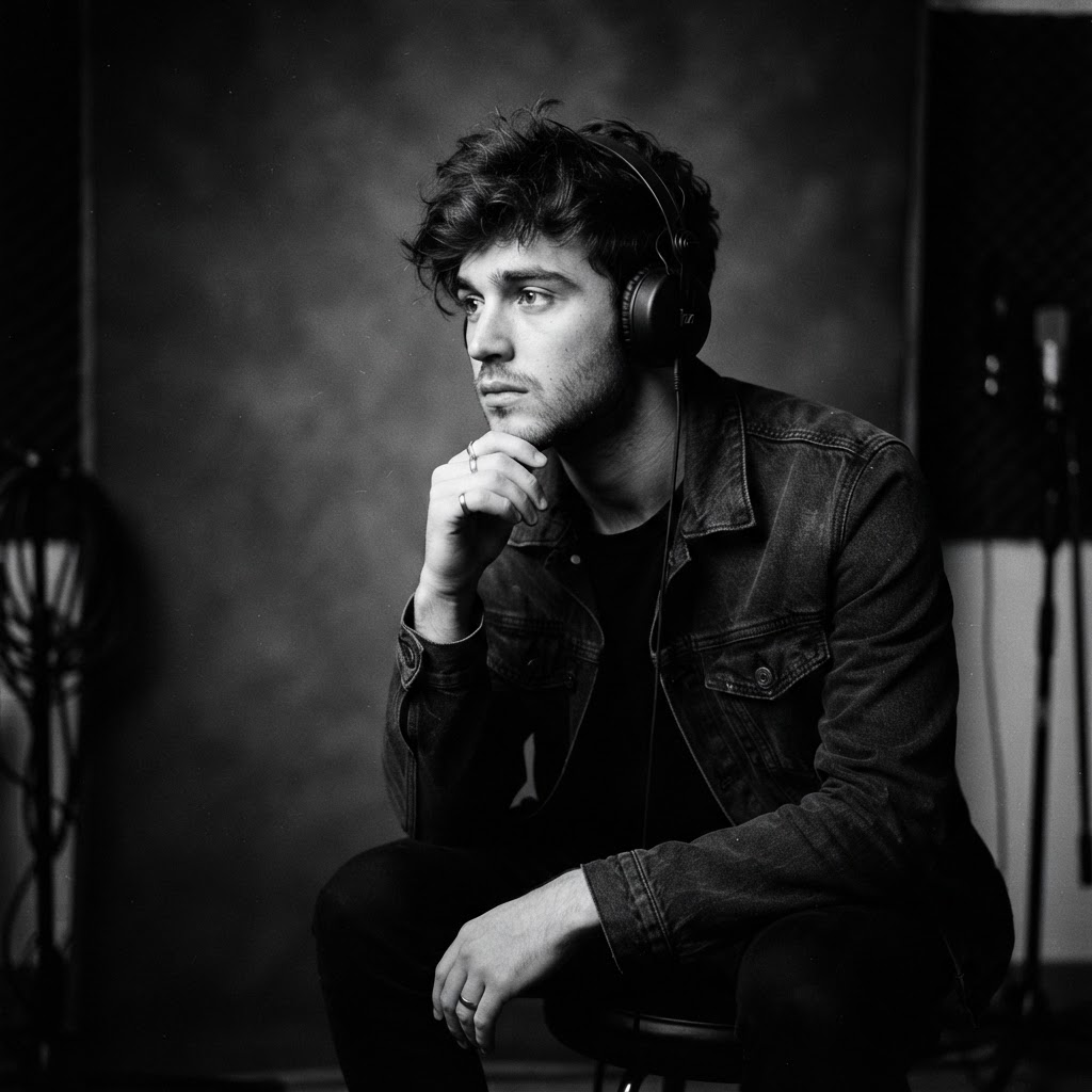 Young music artist wearing headphones